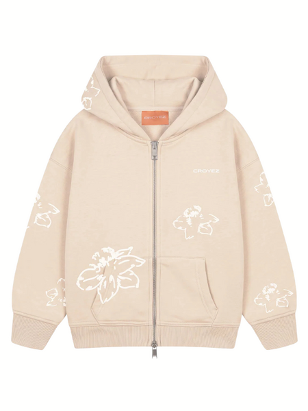 Croyez Mini Initial Flower Zip Hoodie - Sand Croyez Croyez Mini Initial Flower Zip Hoodie - Sand