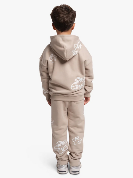 Croyez Mini Initial Flower Zip Hoodie - Sand Croyez Croyez Mini Initial Flower Zip Hoodie - Sand