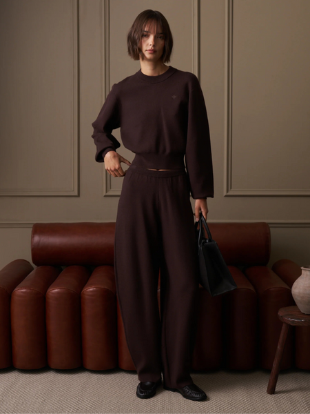 The Couture Club Women Compact Knit Barrel Leg Jogger - Brown The Couture Club The Couture Club Women Compact Knit Barrel Leg Jogger - Brown