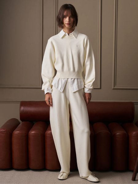 The Couture Club Women Compact Knit Barrel Leg Jogger - Cream The Couture Club The Couture Club Women Compact Knit Barrel Leg Jogger - Cream