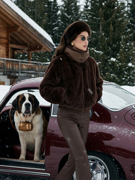Nikkie Nikkie Urmston Fur Jacket - Hot Cacao
