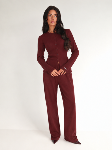 Unique The Label Hailey Button Top - Bordeaux Unique The Label Unique The Label Hailey Button Top - Bordeaux