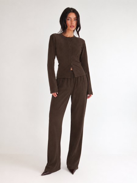 Unique The Label Unique The Label Hailey Button Top - Cacao Unique The Label Hailey Button Top - Cacao