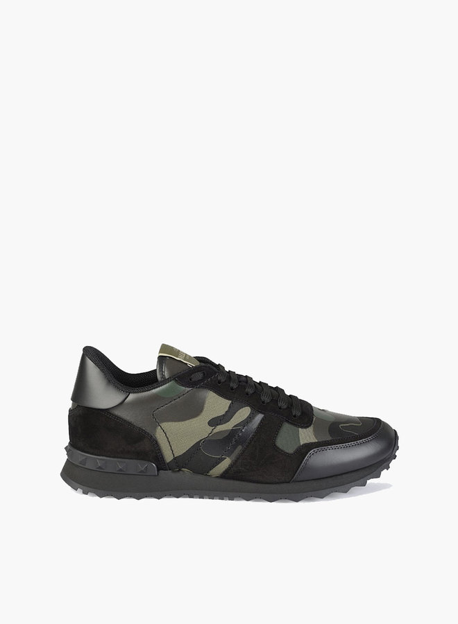 Valentino Dark Green Camouflage Rockrunner Sneaker