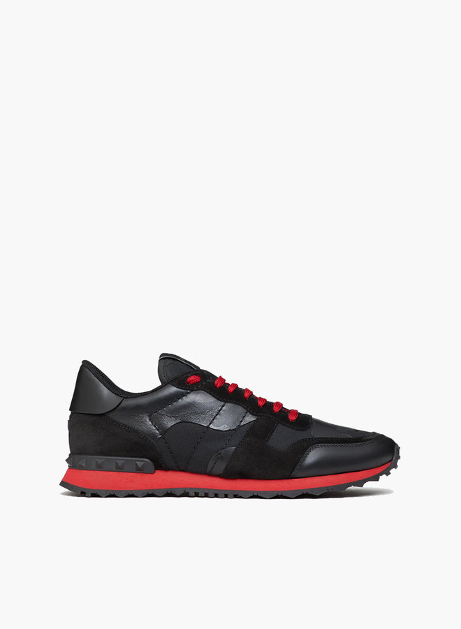 Valentino Camouflage Rockrunner Red Accent Sneaker - Bottega Tendenza