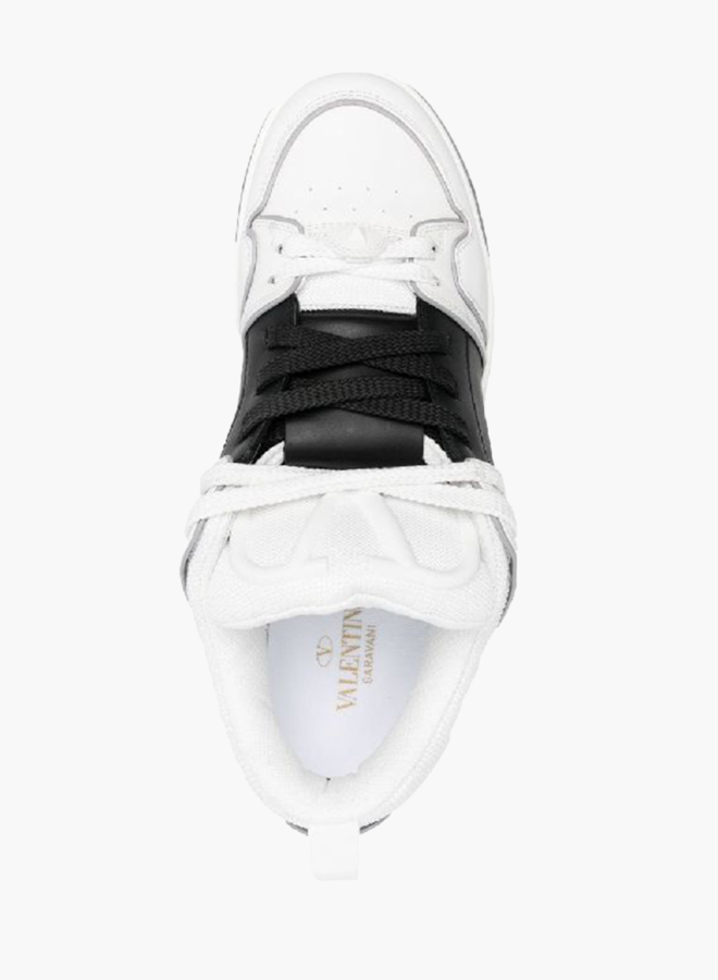 Valentino Open Skate Calfskin  And Fabric Sneaker