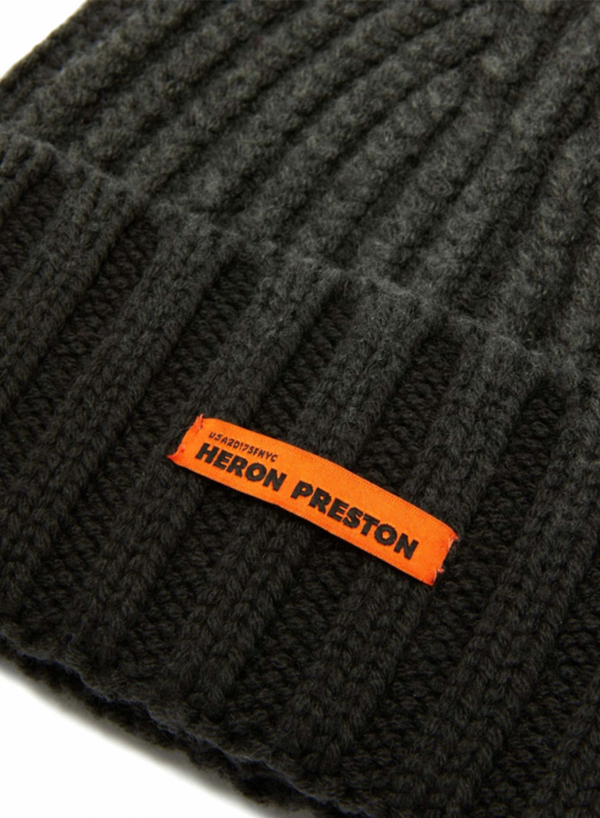 Heron Preston Logo-Patch Ribbed-Wool Beanie Hats