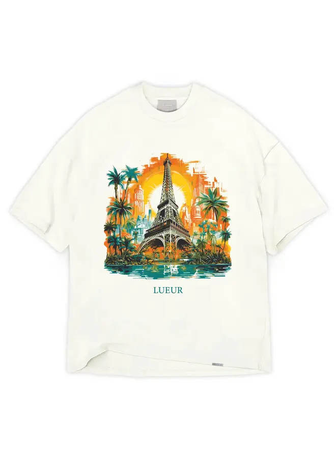 Tropical eifel tower vintage off-white