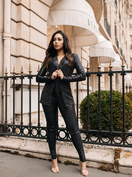 Unique The Label Harper Sequin Suit Black