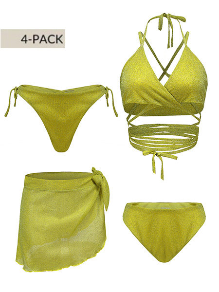Unique The Label Lurex Bikini Set - Lime