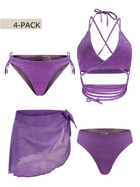 Unique The Label Lurex Bikini Set - Purple