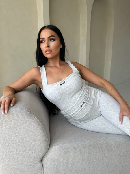 Unique The Label Noelle Tank Top - Light Grey Marl Noelle Tank Top - Light Grey Marl