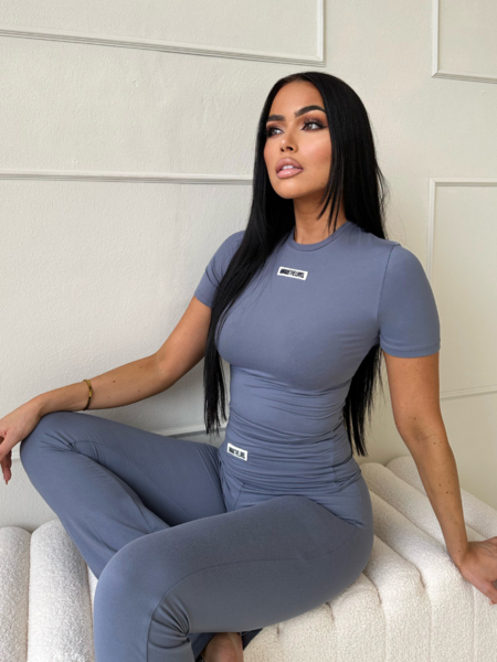 Unique The Label Nena Short Sleeve Top - Denim Blue Nena Short Sleeve Top - Denim Blue