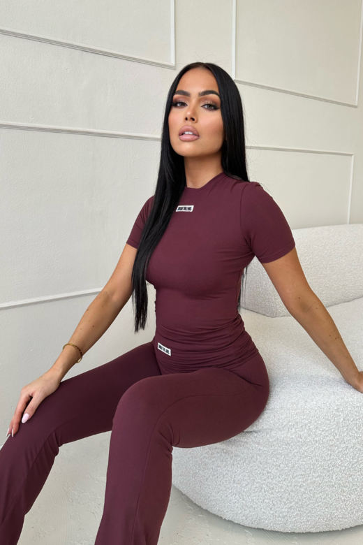 Nena Short Sleeve Top - Deep Cherry