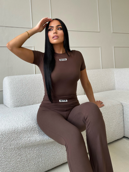 Unique The Label Nena Short Sleeve Top - Chocolate Nena Short Sleeve Top - Chocolate