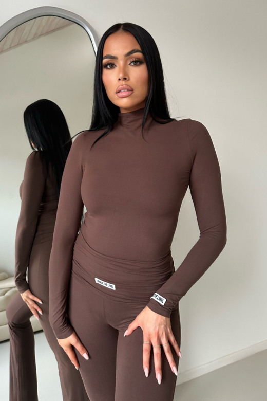 Kimmy Turtleneck Top - Chocolate