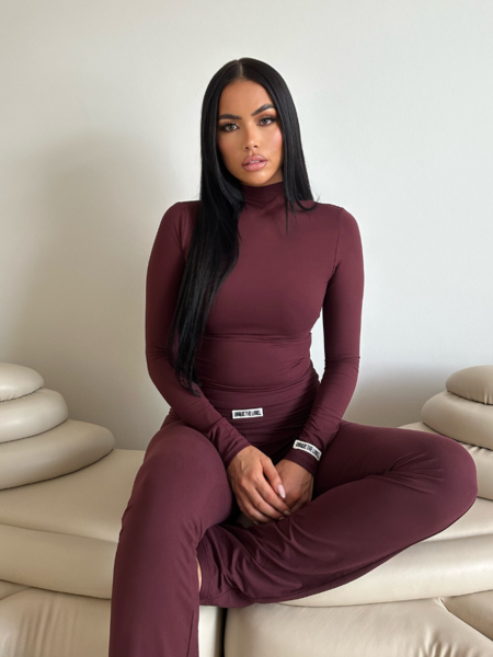 Unique The Label Kimmy Turtleneck Top - Deep Cherry Kimmy Turtleneck Top - Deep Cherry