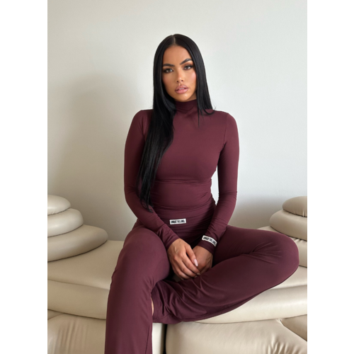 Unique The Label Kimmy Turtleneck Top - Deep Cherry