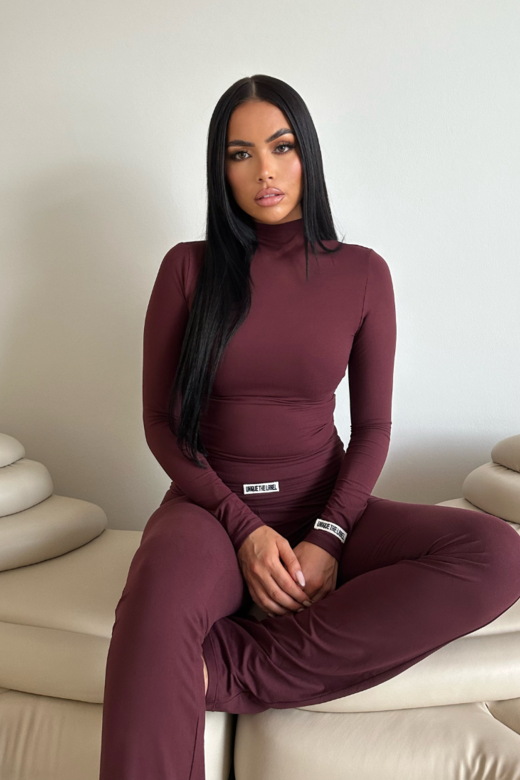 Kimmy Turtleneck Top - Deep Cherry