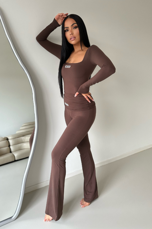 Nayla Square Neck Bodysuit - Chocolate