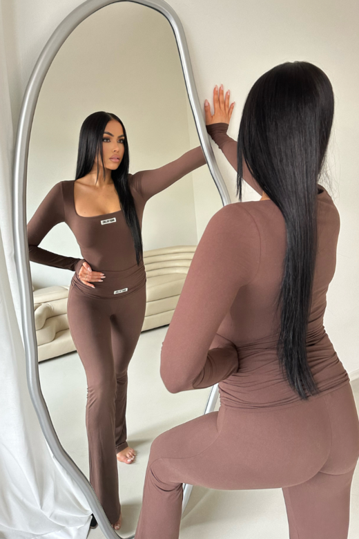 Nayla Square Neck Bodysuit - Chocolate