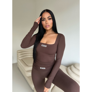 Unique The Label Nayla Square Neck Bodysuit - Chocolate