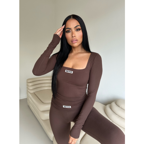 Unique The Label Nayla Square Neck Bodysuit - Chocolate