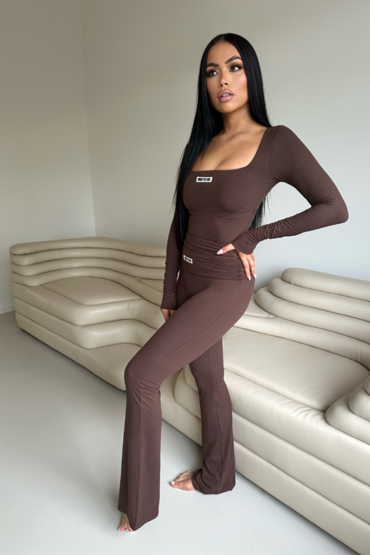 Nayla Square Neck Bodysuit - Chocolate