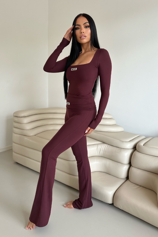 Nayla Square Neck Bodysuit - Deep Cherry