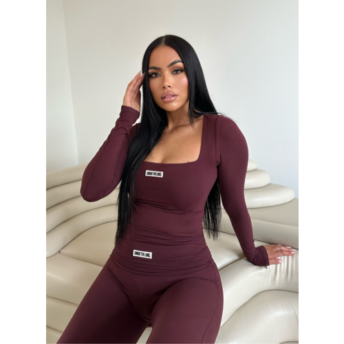 Unique The Label Nayla Square Neck Bodysuit - Deep Cherry