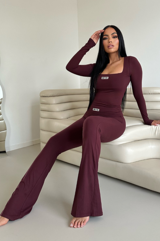 Nayla Square Neck Bodysuit - Deep Cherry