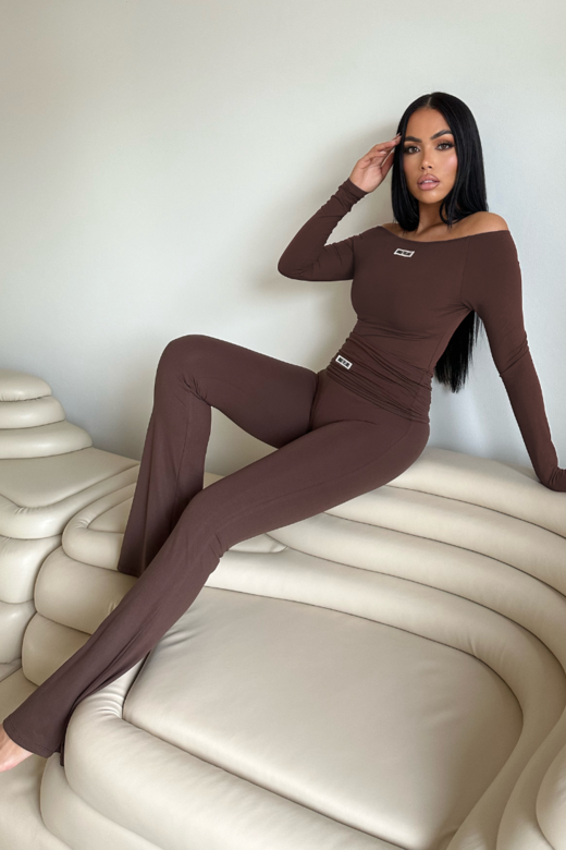 Novi Off Shoulder Bodysuit - Chocolate
