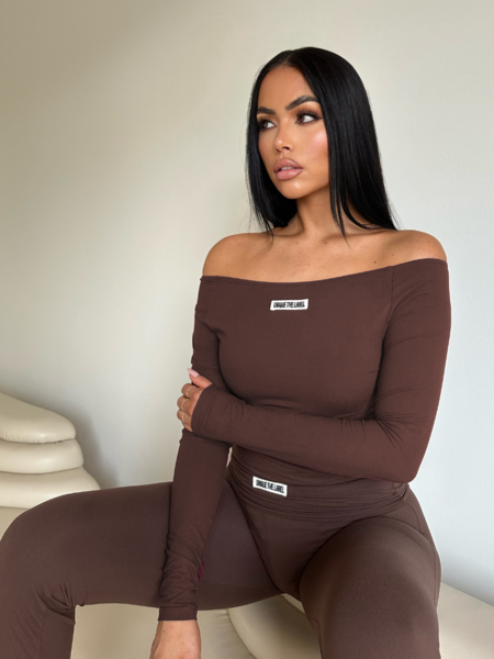 Novi Off Shoulder Bodysuit - Chocolate