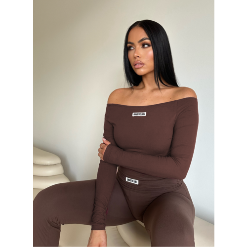 Unique The Label Novi Off Shoulder Bodysuit - Chocolate