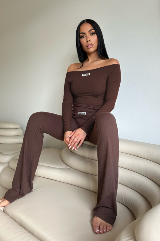 Novi Off Shoulder Bodysuit - Chocolate