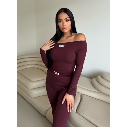 Unique The Label Novi Off Shoulder Bodysuit - Deep Cherry