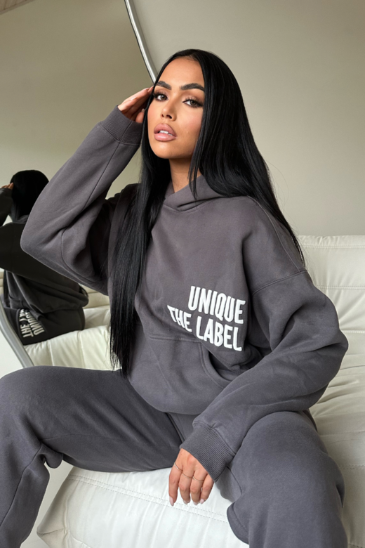 Elyana Print Hoodie - Iron