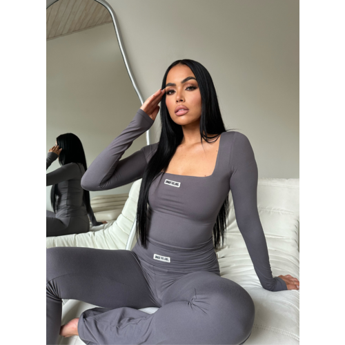Unique The Label Nayla Square Neck Bodysuit - Iron