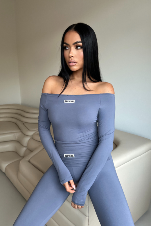 Novi Off Shoulder Bodysuit - Denim Blue