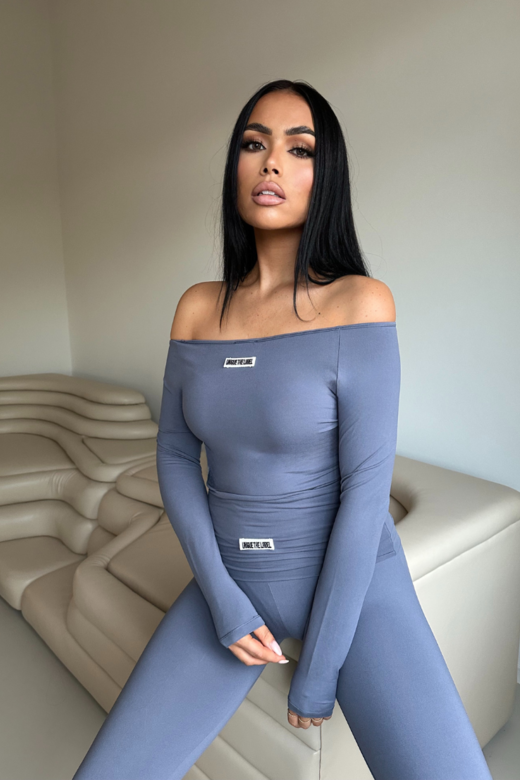 Novi Off Shoulder Bodysuit - Denim Blue