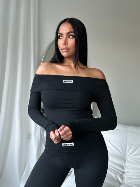 Novi Off Shoulder Bodysuit - Deep Black
