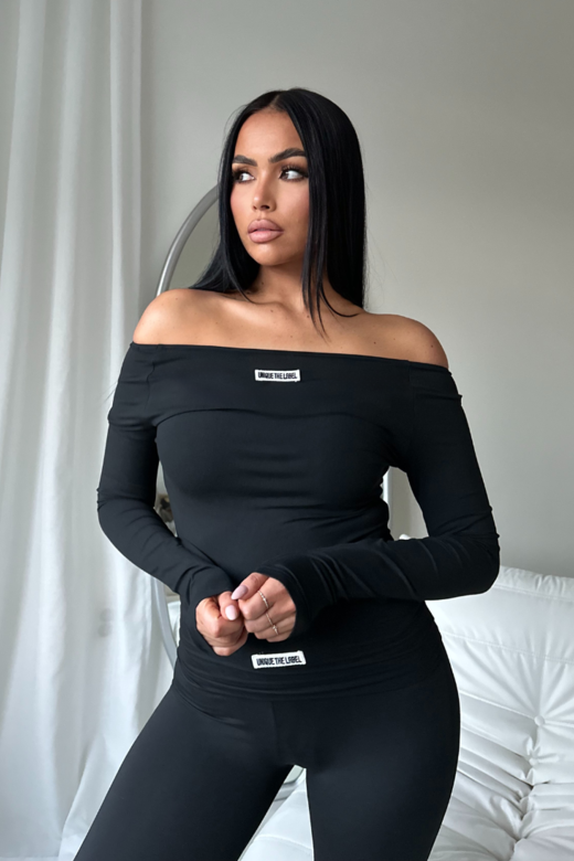 Novi Off Shoulder Bodysuit - Deep Black