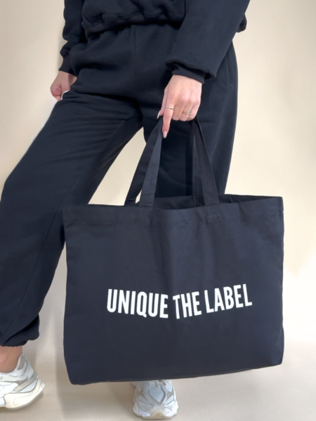 Unique The Label Unique Canvas Tote Bag - Black/White Unique Canvas Tote Bag - Black/White
