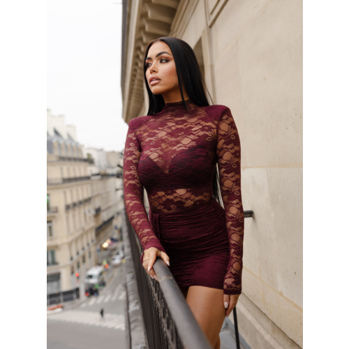 Unique The Label Kiki Lace Dress - Deep Cherry