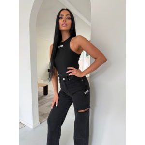 Unique The Label Nena Halter Top - Black/White