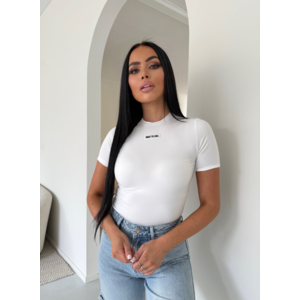 Unique The Label Nena Short Sleeve Top - White/Black