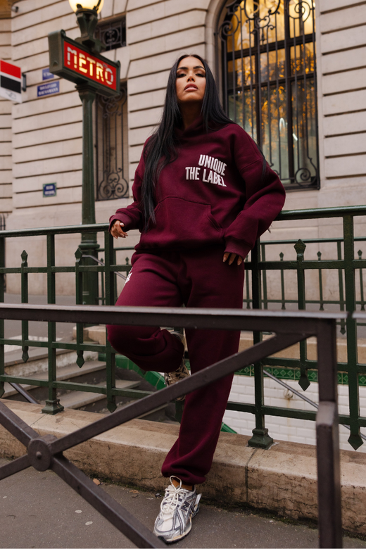Elyana Print Jogger - Deep Cherry