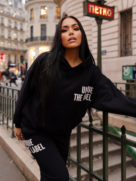 Unique The Label Elyana Print Hoodie - Deep Black Elyana Print Hoodie - Deep Black