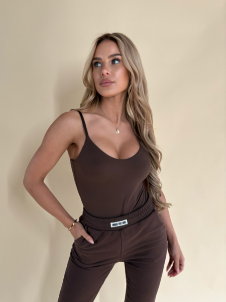 Aya Bodysuit Strap Bodysuit - Chocolate