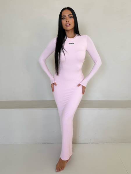 Unique The Label Joya Rib Dress - Powder Pink Joya Rib Dress - Powder Pink